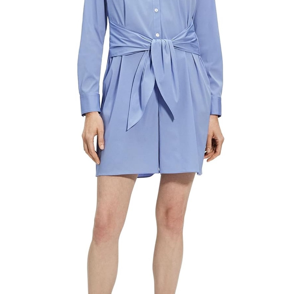 Theory Blue Tie Waist Romper